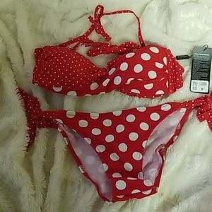 Red and white  bikini